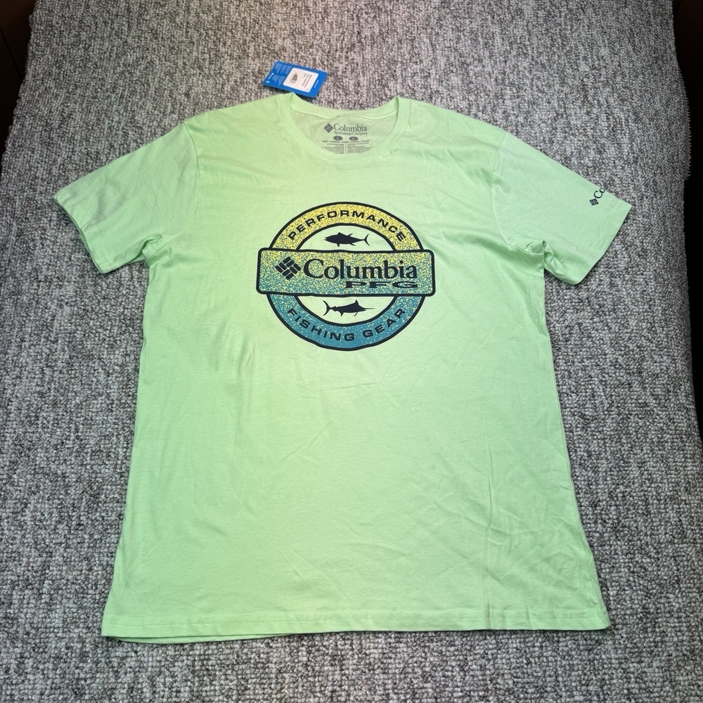 Columbia PFG Shirt Mens Large Short Sleeve Fishing Performance Gear Green NWT